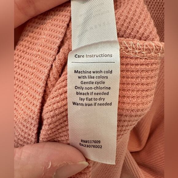 DOWNEAST Pink Waffle Knit Notch Neck Tee Cotton Blend Short Sleeve Top NWT | XL - Picture 8 of 8